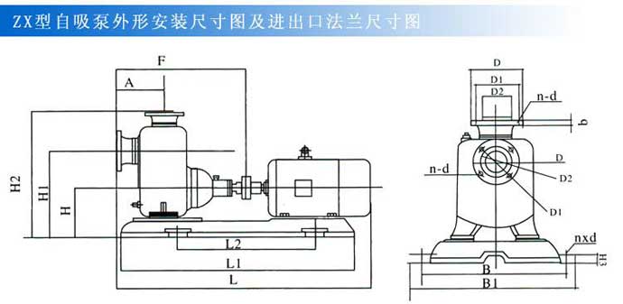 ZX型自吸泵安裝尺寸圖