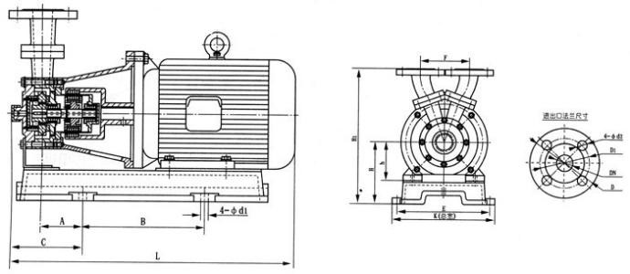 CW型旋渦磁力驅動泵安裝尺寸圖